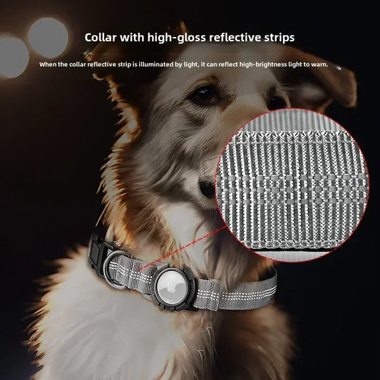Reflective Waterproof Dog Collar – With Transparent AirTag Cover & Anti-Loss Design